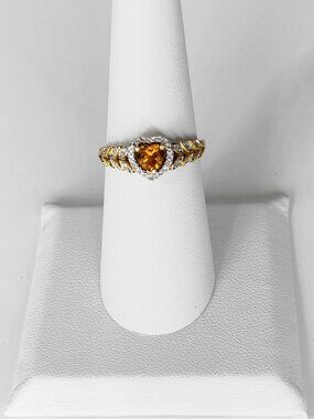 Amour 10K Yellow Gold Heart Halo Ring with Citrine & Diamond Accents (2/5 CTW)